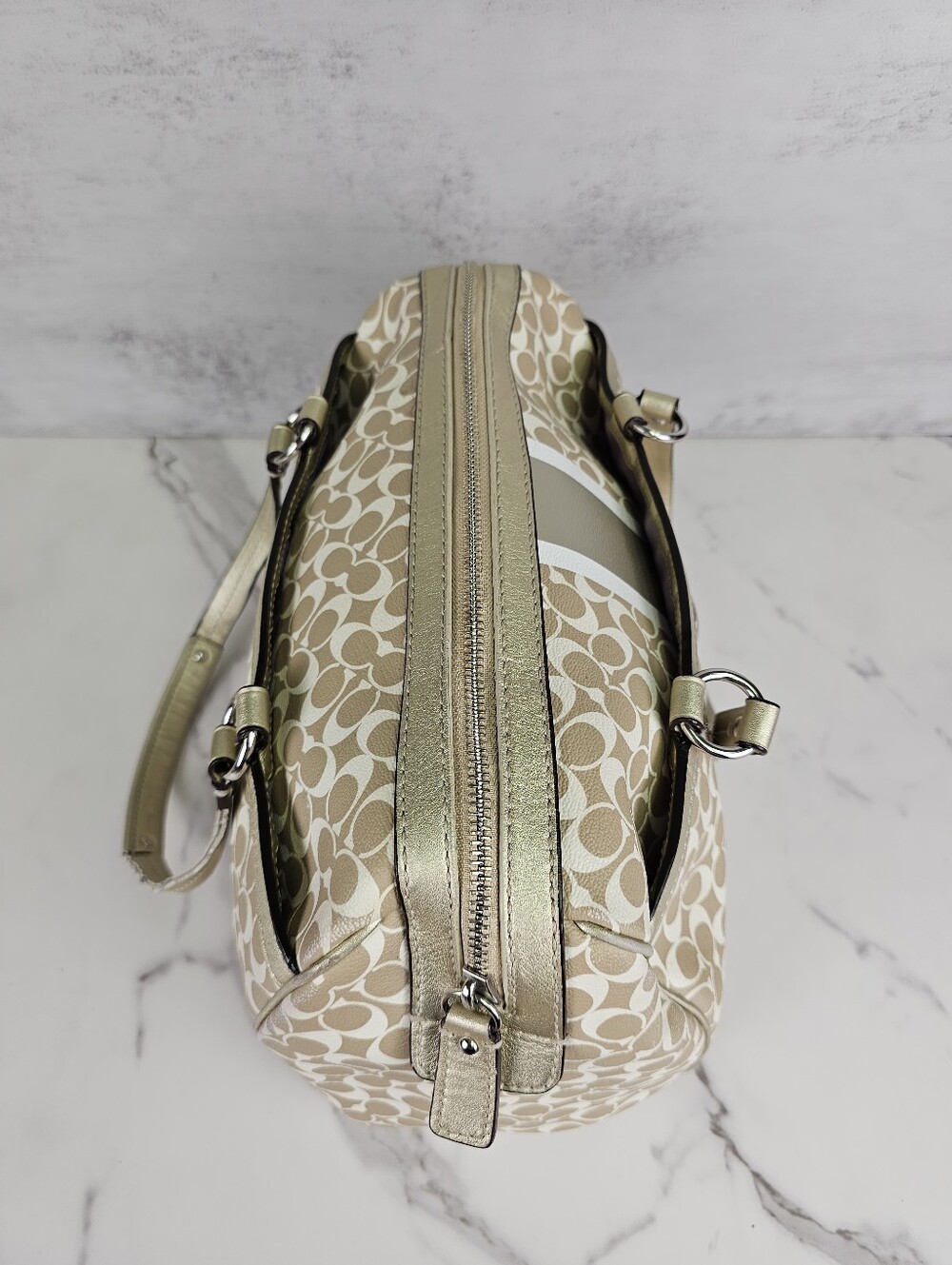 Coach Chelsea Heritage Stripe Satchel - Picture 5 of 11